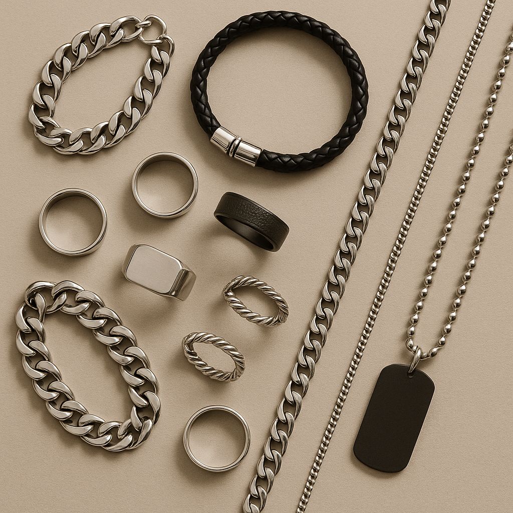 Uomo, collane accessori bracciali