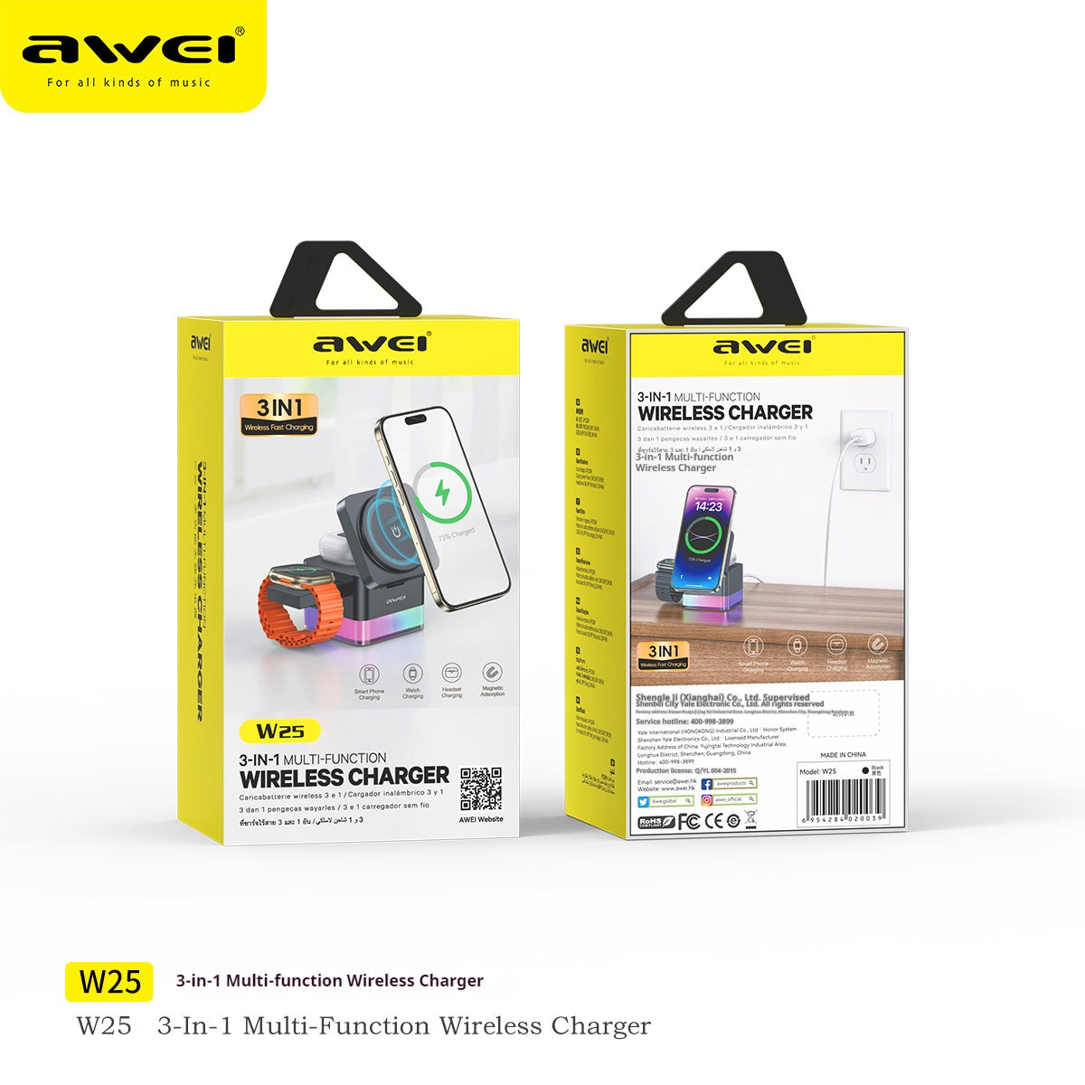 Caricatore wireless 3 in uno fast