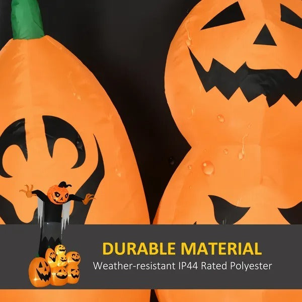 9ft Inflatable Halloween Decoration Pumpkin Ghost With Pumpkins, Blow-Up Outdoor LED Display For Lawn, Garden, Party