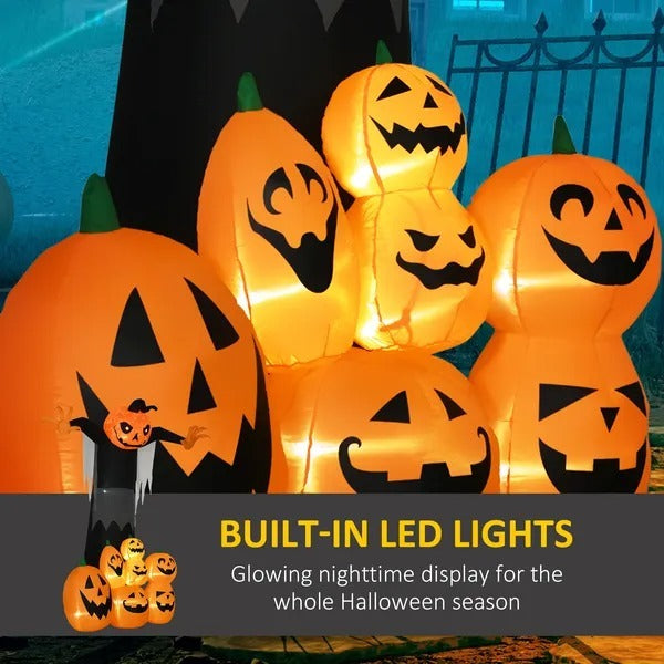 9ft Inflatable Halloween Decoration Pumpkin Ghost With Pumpkins, Blow-Up Outdoor LED Display For Lawn, Garden, Party