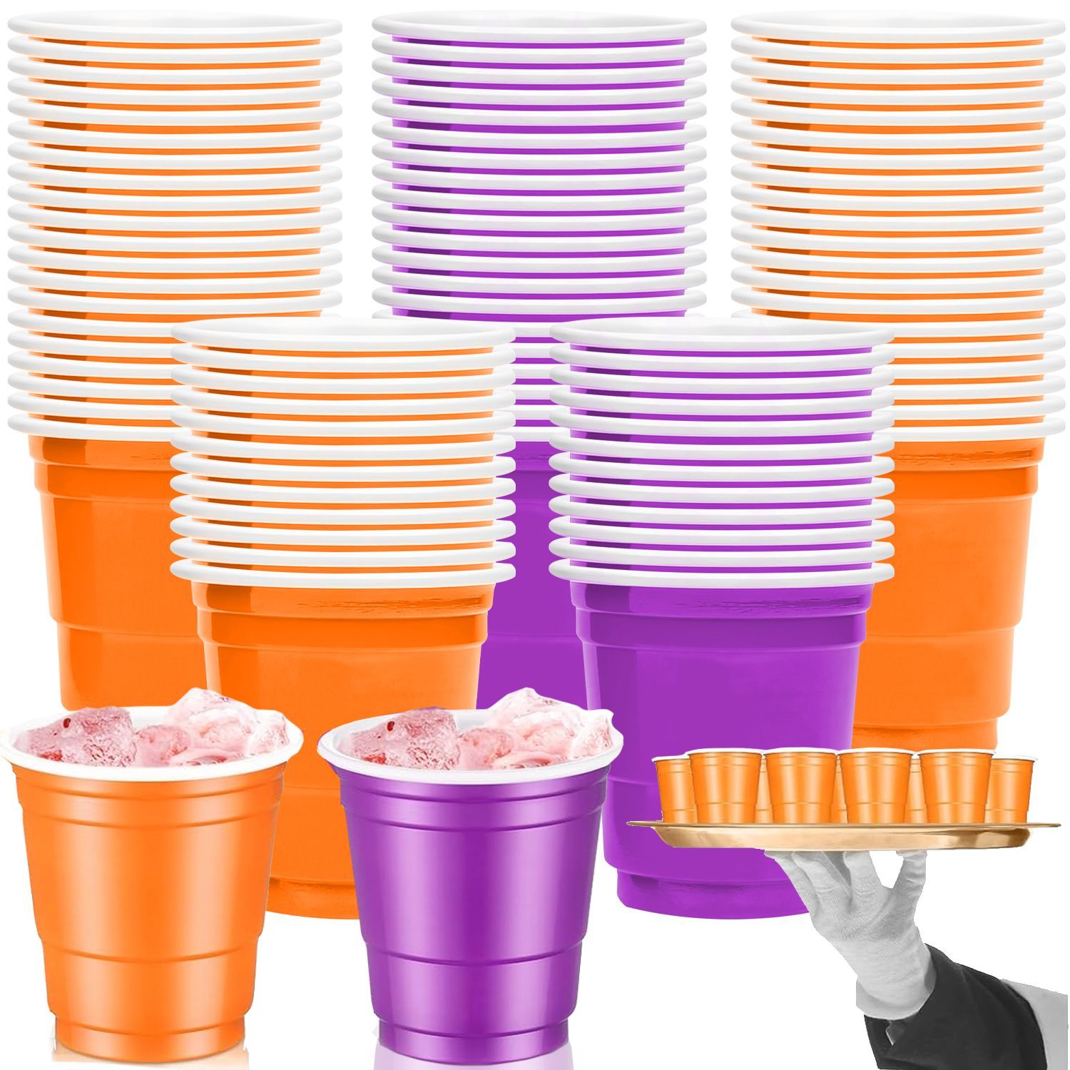 50 Pcs Mini Disposable Shot Glasses Halloween Plastic Shot Glasses Bulk Orange Purple 2 Oz Party Cups For Wine Whiskey Food Halloween Party Drinking Supplies Trick Or Treat Party Drinking Supplies