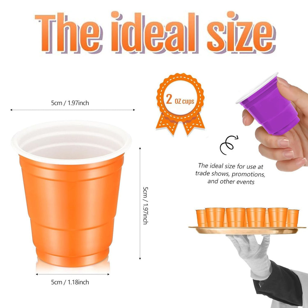 50 Pcs Mini Disposable Shot Glasses Halloween Plastic Shot Glasses Bulk Orange Purple 2 Oz Party Cups For Wine Whiskey Food Halloween Party Drinking Supplies Trick Or Treat Party Drinking Supplies