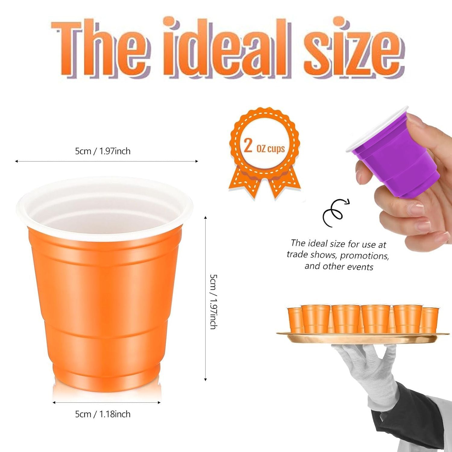 50 Pcs Mini Disposable Shot Glasses Halloween Plastic Shot Glasses Bulk Orange Purple 2 Oz Party Cups For Wine Whiskey Food Halloween Party Drinking Supplies Trick Or Treat Party Drinking Supplies