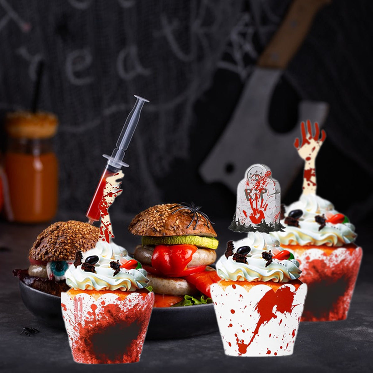 48 Pcs Halloween Cupcake Toppers