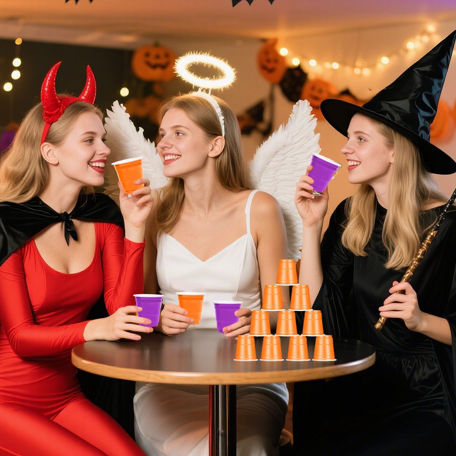 50 Pcs Mini Disposable Shot Glasses Halloween Plastic Shot Glasses Bulk Orange Purple 2 Oz Party Cups For Wine Whiskey Food Halloween Party Drinking Supplies Trick Or Treat Party Drinking Supplies
