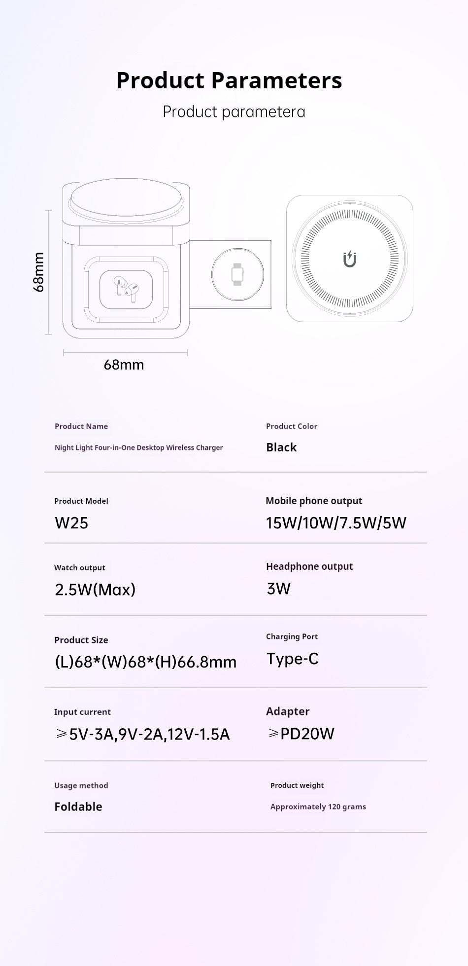 Caricatore wireless 3 in uno fast