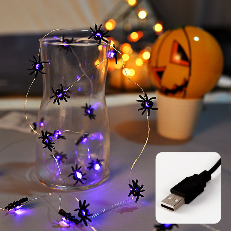 Halloween Modeling Lighting Chain Bat Spider Decorative Colored String Lights