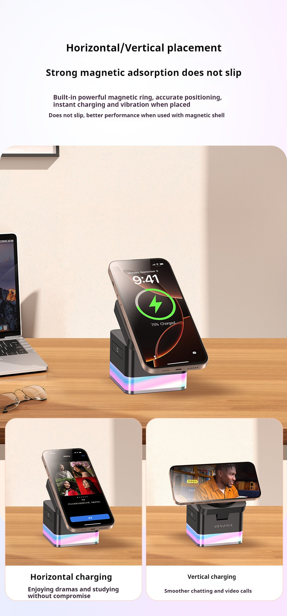 Caricatore wireless 3 in uno fast