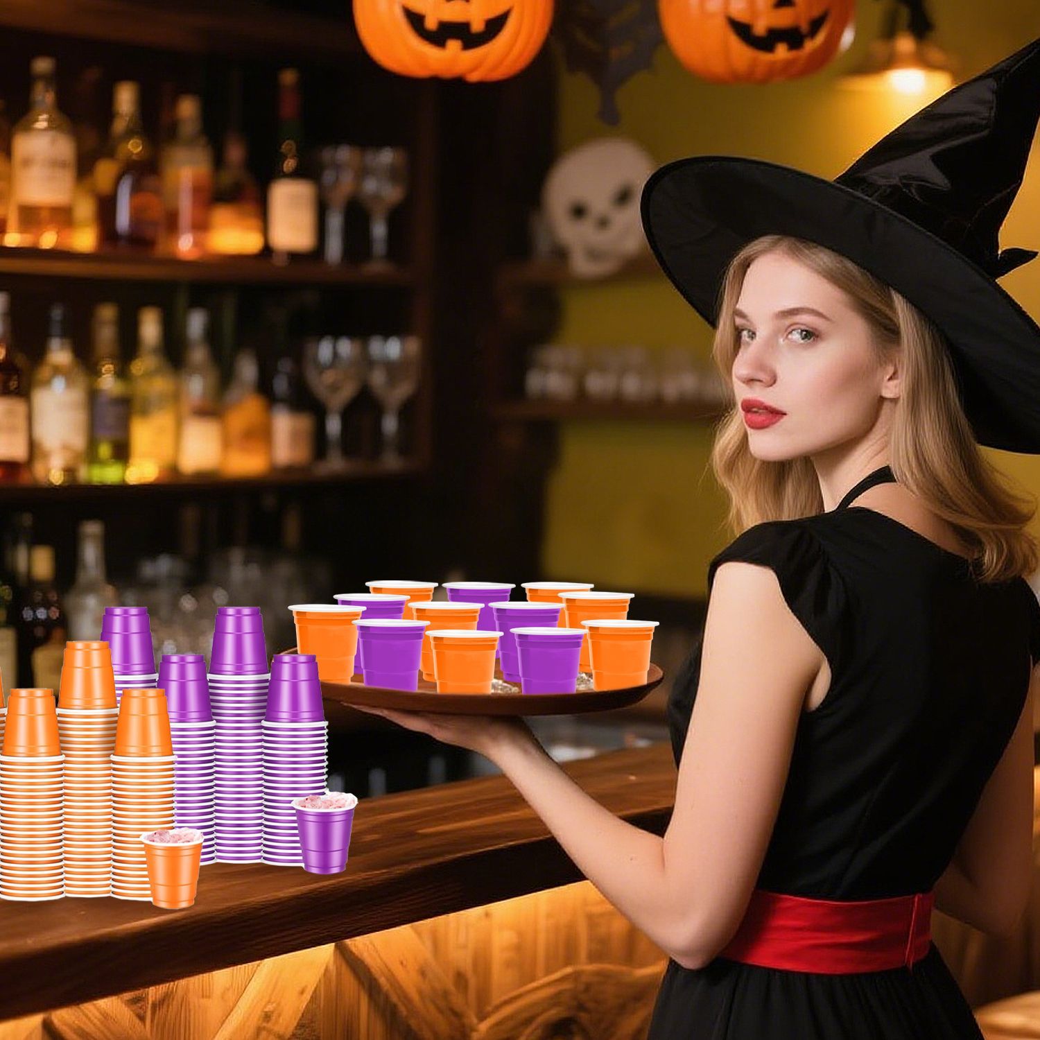 50 Pcs Mini Disposable Shot Glasses Halloween Plastic Shot Glasses Bulk Orange Purple 2 Oz Party Cups For Wine Whiskey Food Halloween Party Drinking Supplies Trick Or Treat Party Drinking Supplies