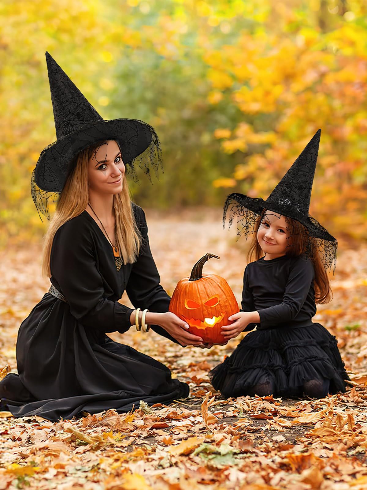 2 Pieces Halloween Witch Hat Costume Witches Hats For Women Black Foldable Pointed Cap For Halloween Party Costume-Ban On Selling On Amazon